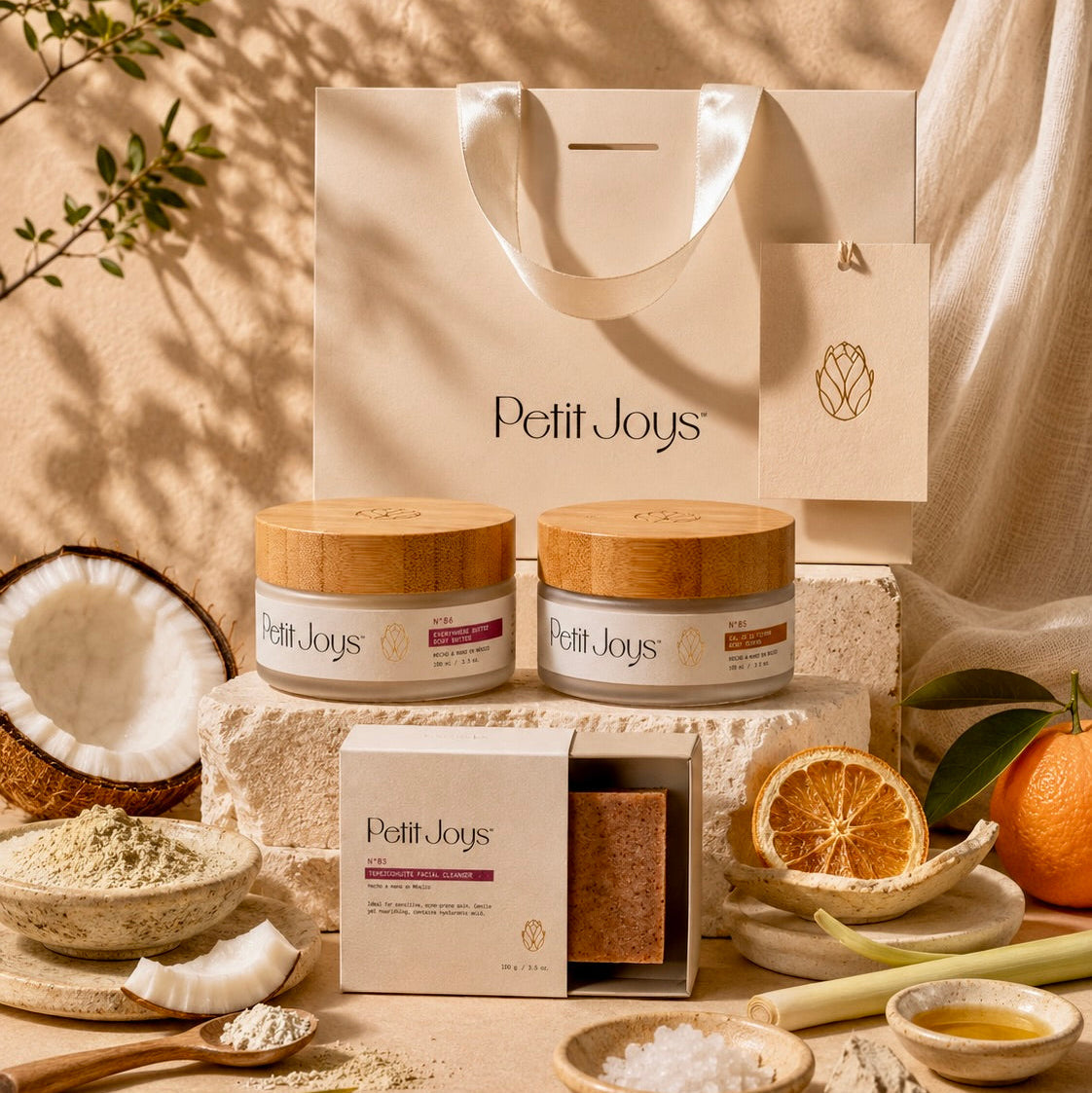 Skin Deep natural skincare gift set — body scrub, body butter, and handmade Tepezcohuite soap from Puerto Vallarta | Petit Joys