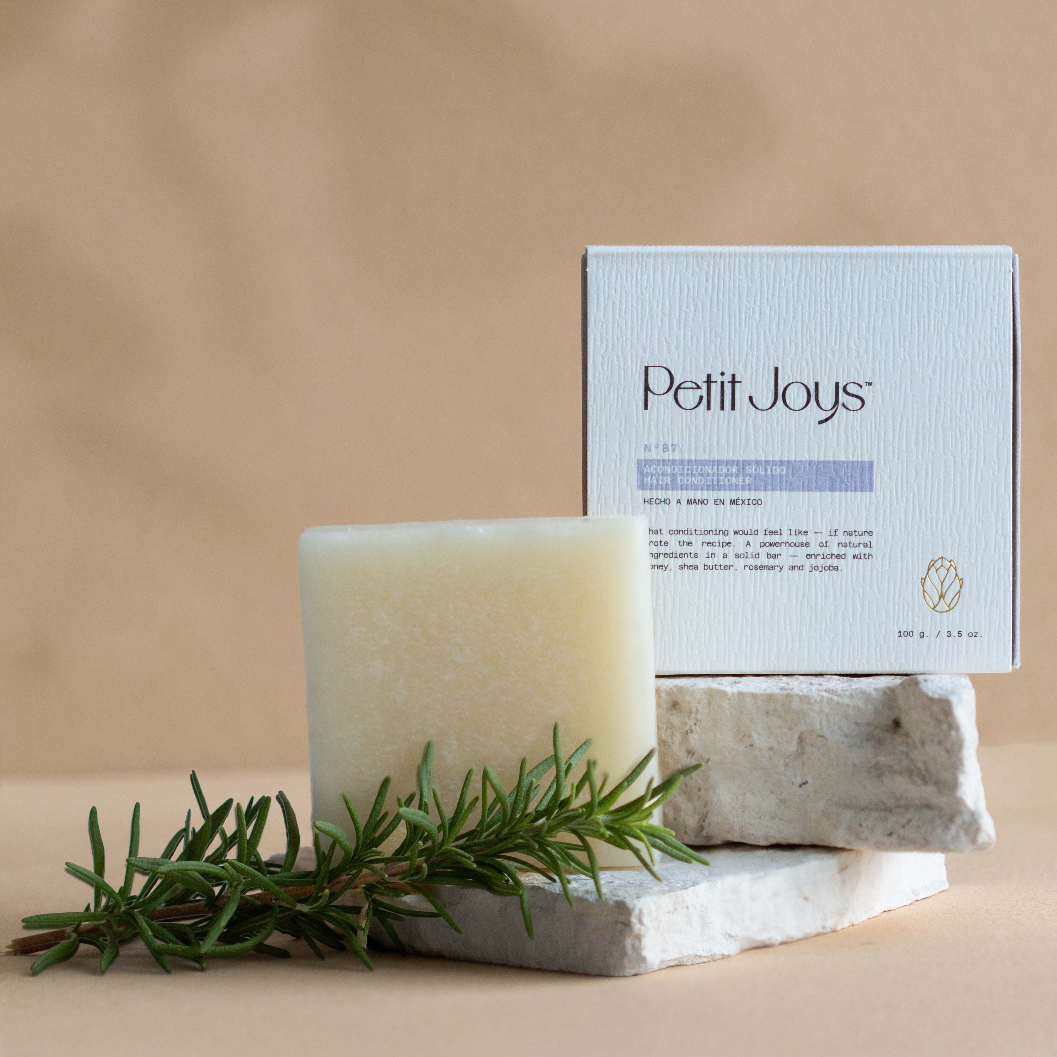 Solid Conditioner Bar with Rosemary oil Petit Joys artisanal goods. 