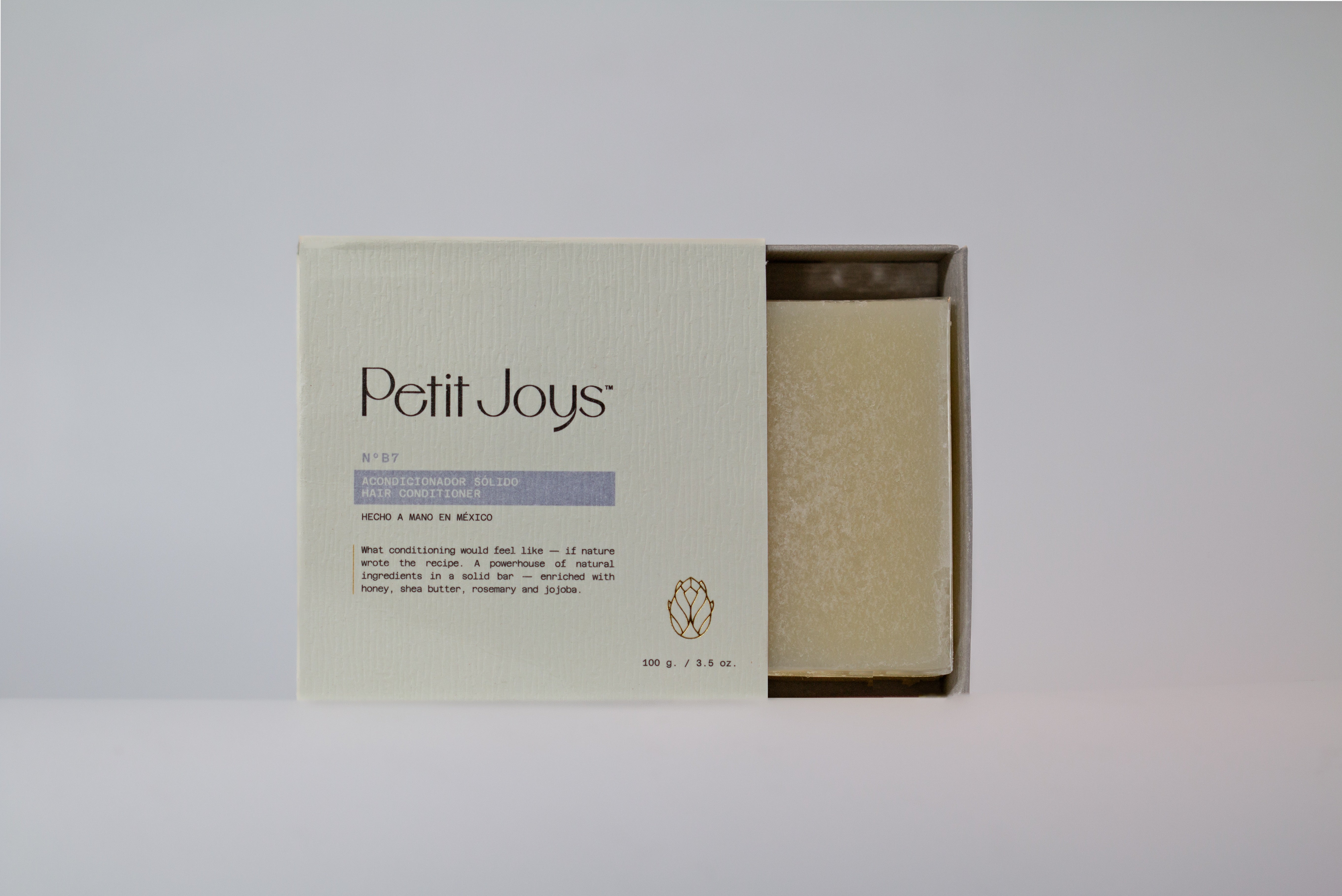 Solid Conditioner Bar with Rosemary oil Petit Joys artisanal goods. 